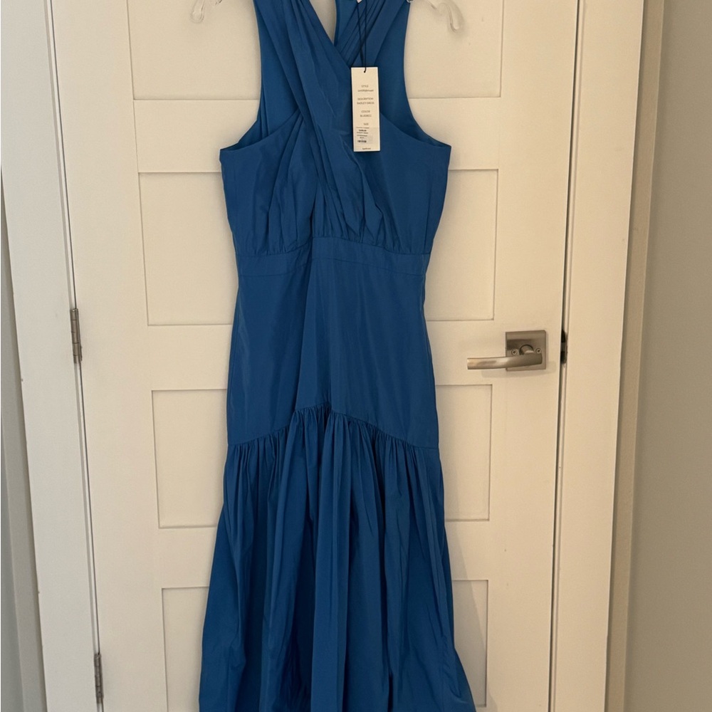 Veronica Beard Bright Blue Halter High-Low Dress - Picture 5 of 6